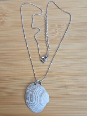 Silver Shell Pendant Necklace - White Shell Accent